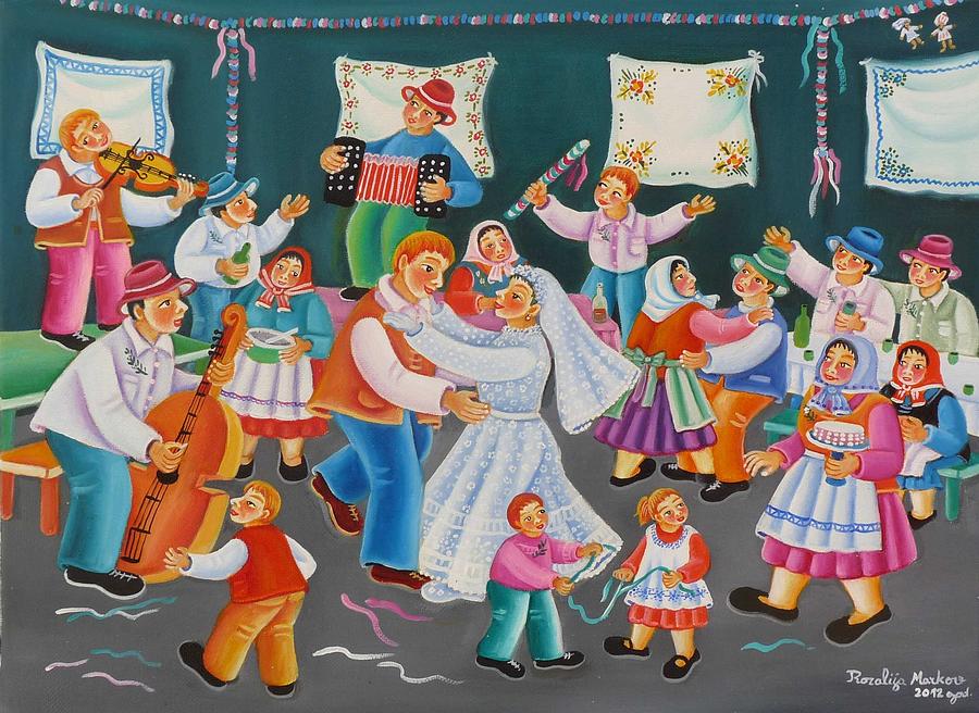 Naive Painting - Wedding celebration IV by Rozalija Markov