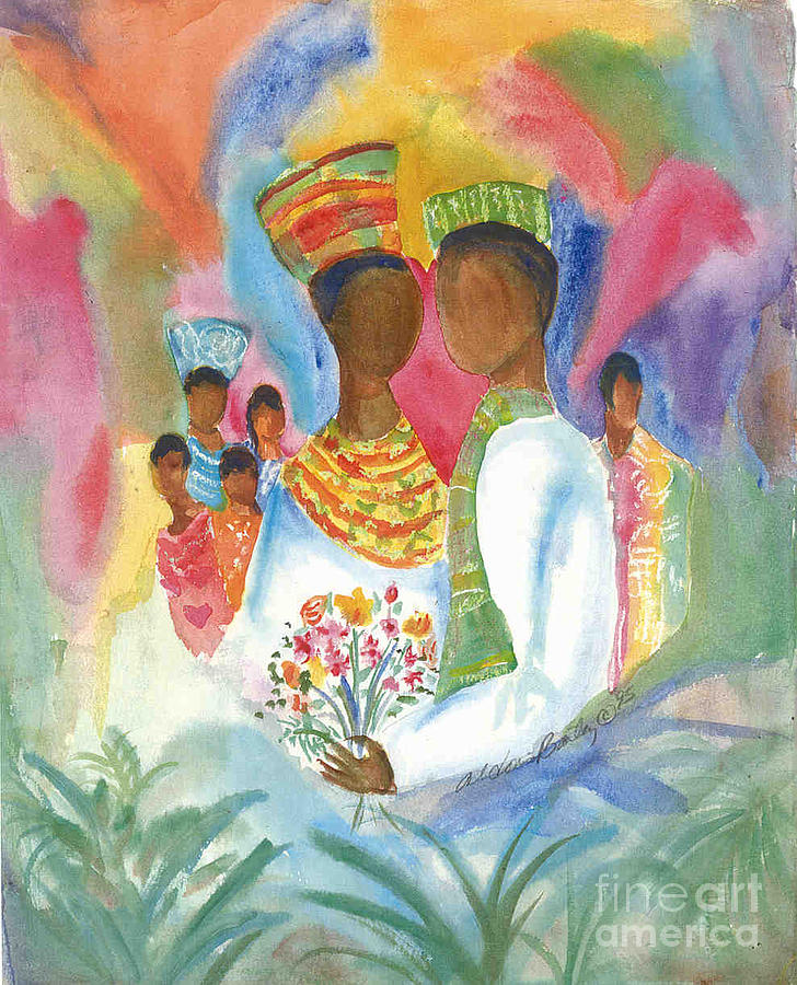 Couple Painting - Wedding Day by Aldonia Bailey