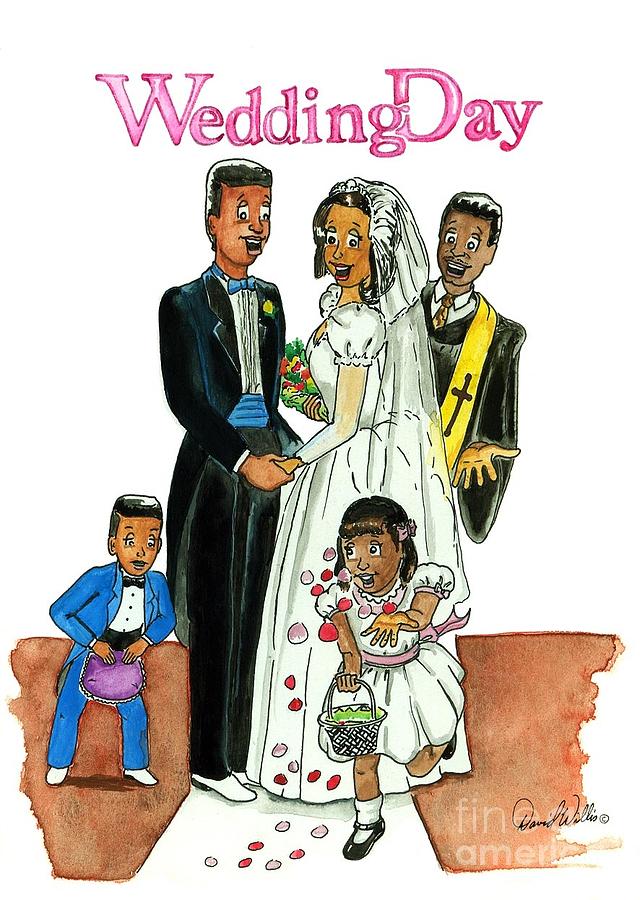 Marriage Drawing - Wedding Day by David Willis