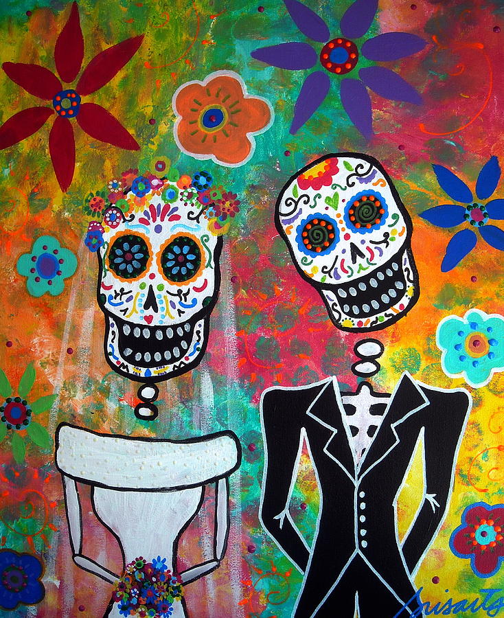 Wedding Day Of The Dead Painting by Pristine Cartera Turkus