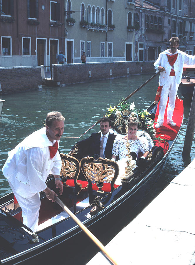 Wedding party in Gondola Venice Photograph by Tom Wurl