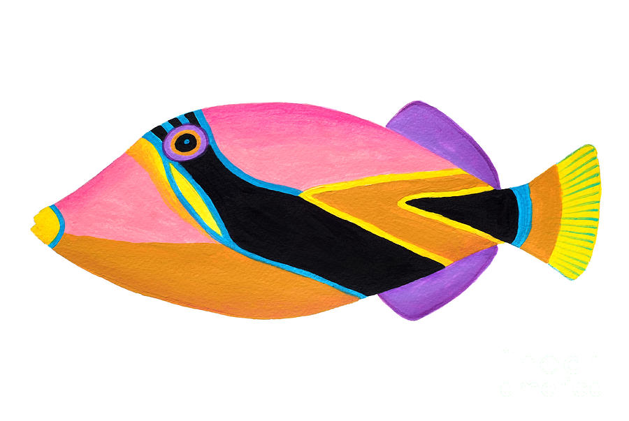 Fish Painting - Wedge tail Triggerfish  by Opas Chotiphantawanon
