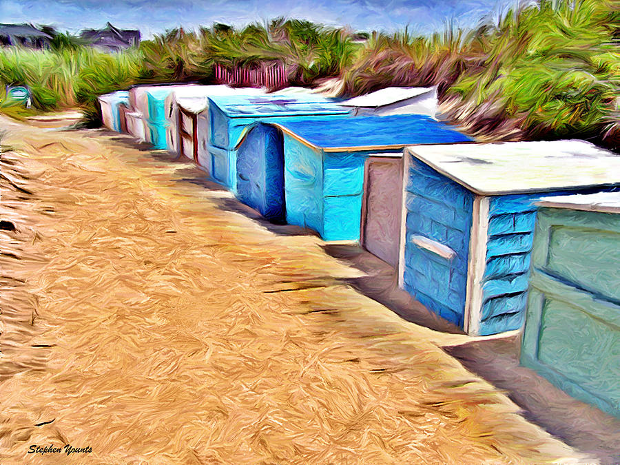Weekapaug Beach Boxes Digital Art by Stephen Younts