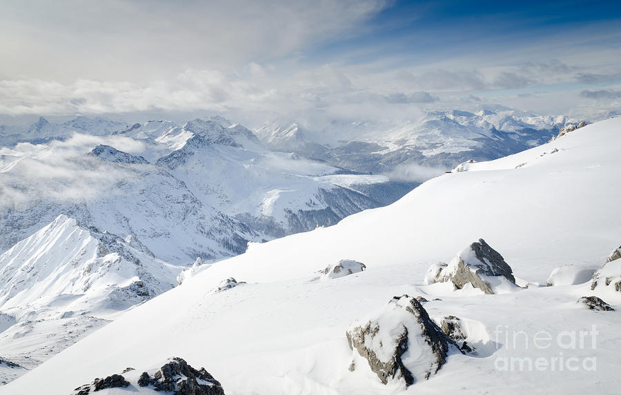Mountain Photograph - WEISSFLUHGIPFEL SUMMIT view from the summit across Davos by Andy Smy