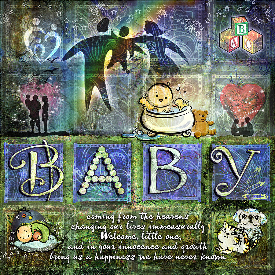 Baby Digital Art - Welcome Baby Boy by Evie Cook