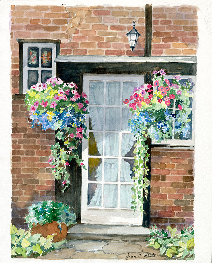 Flower Painting - Welcoming Doorway in England by Jean Walker White