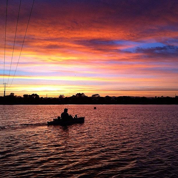 Kayak Photograph - West Lakes Sunrise. #adelaide by Rhys Moult