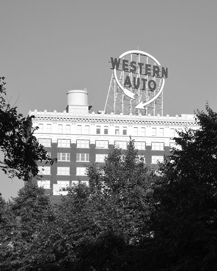 Western Auto Building of Kansas City Missouri 2 bw Photograph by Elizabeth Sullivan