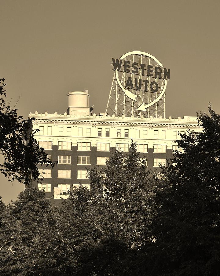 Western Auto Building of Kansas City Missouri 2 sepia Photograph by Elizabeth Sullivan