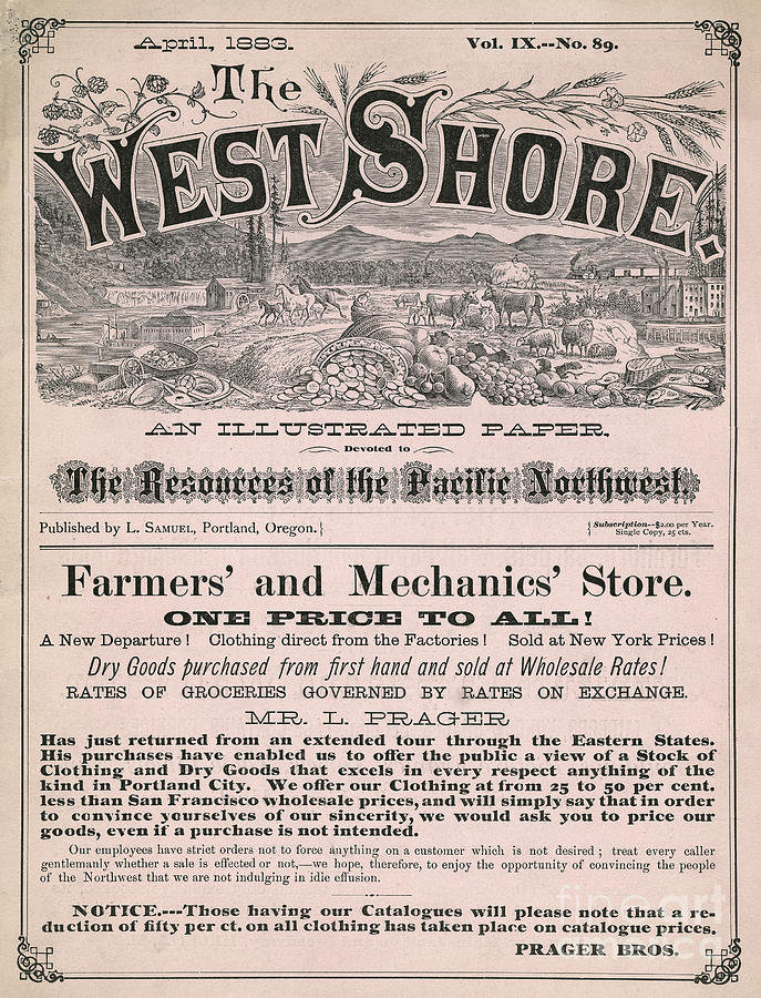 Portland Photograph - Western Magazine, 1883 by Granger