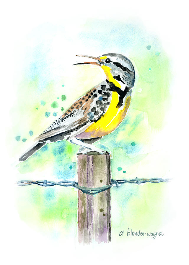 Meadowlark Painting - Western Meadowlark by Arline Wagner