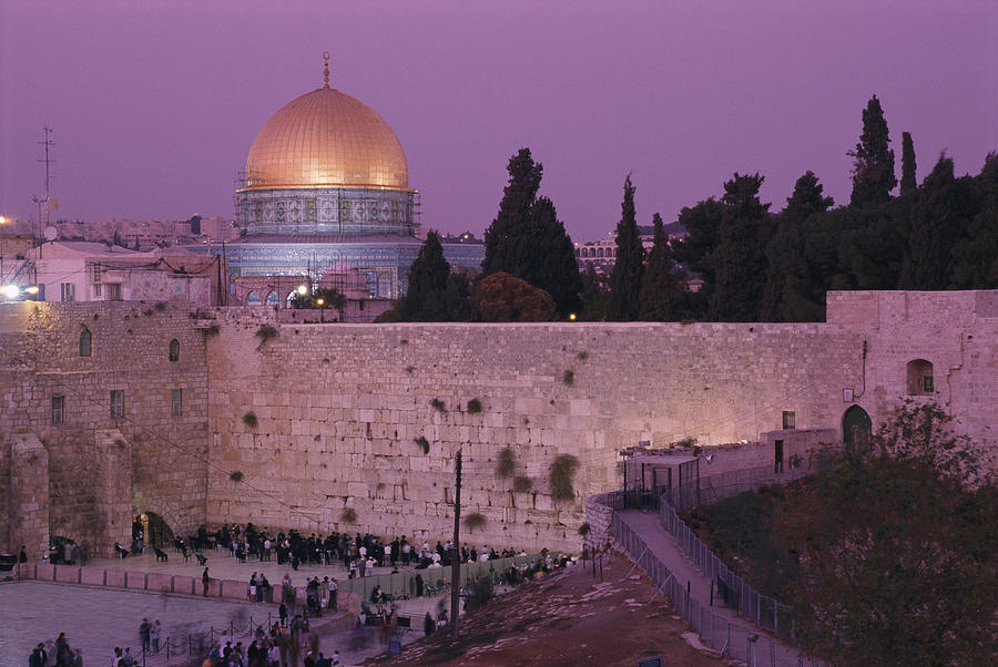 Western Wall With The Dome Of The Rock Photograph by Richard Nowitz