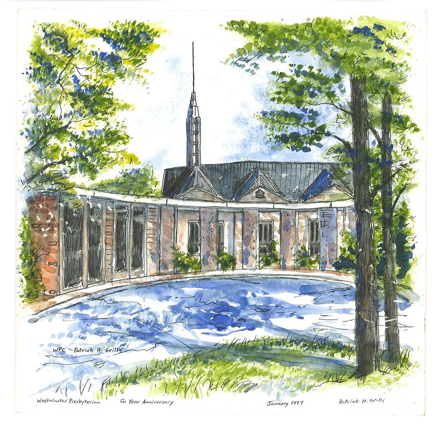 Westminster Presbyterian Church Office Entrance Painting by Patrick Grills