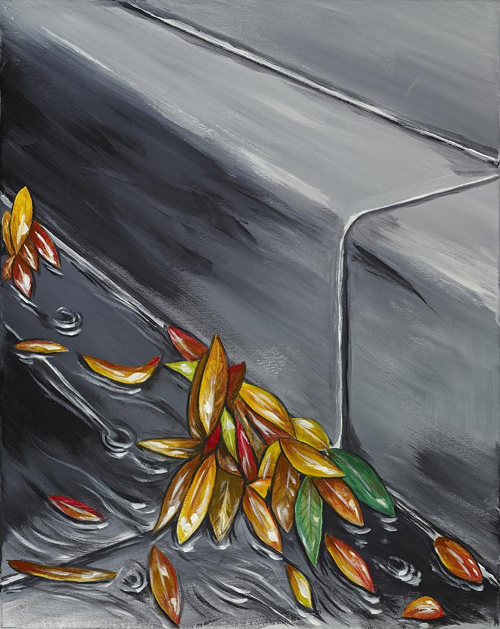 Wet Leaves Painting by David Junod