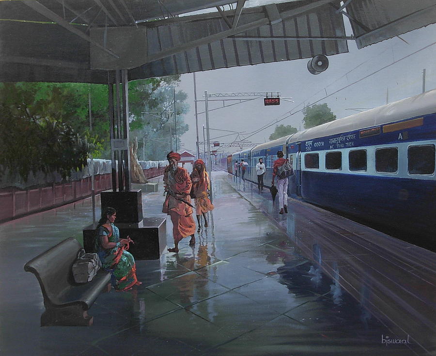 Landscape Painting - Wet Platform by Bijay Biswaal