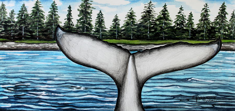 Whale Near the Peninsula Painting by Elizabeth Robinette Tyndall