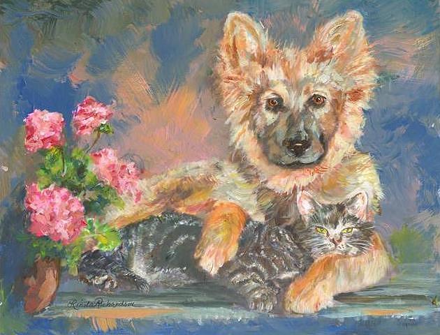 Animal Painting - What Are You Looking At? by Linda Richardson