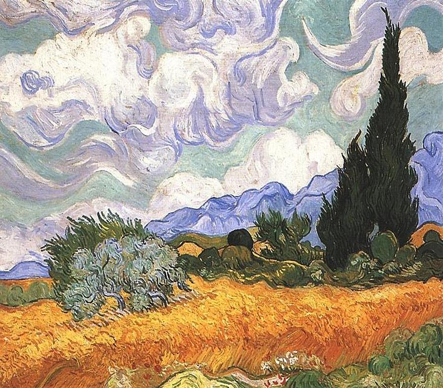 Wheat Field With Cypresses Digital Art - Wheat Field with Cypresses by Vincent Van Gogh