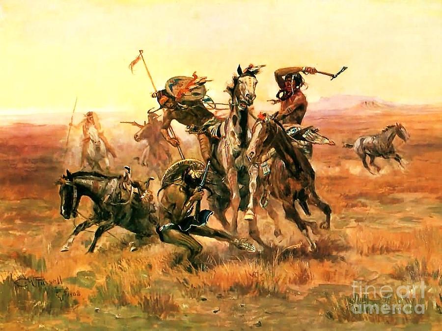 When Blackfeet meet Sioux Painting by Thea Recuerdo