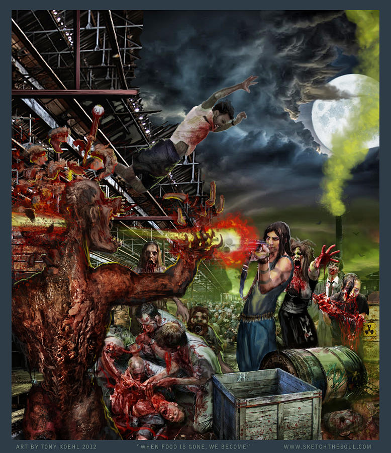 Zombies Mixed Media - When Food is Gone We Become.. by Tony Koehl