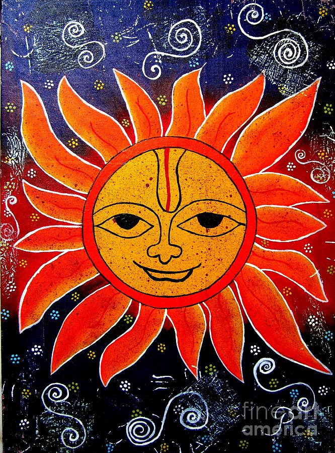 Whimsical Painting-whimsical Sun God Painting by Priyanka Rastogi