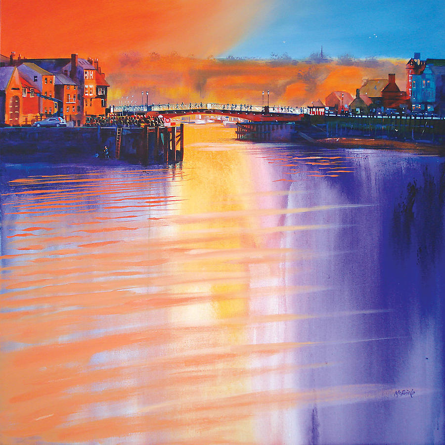 Sunset Painting - Whitby Swing Bridge by Neil McBride