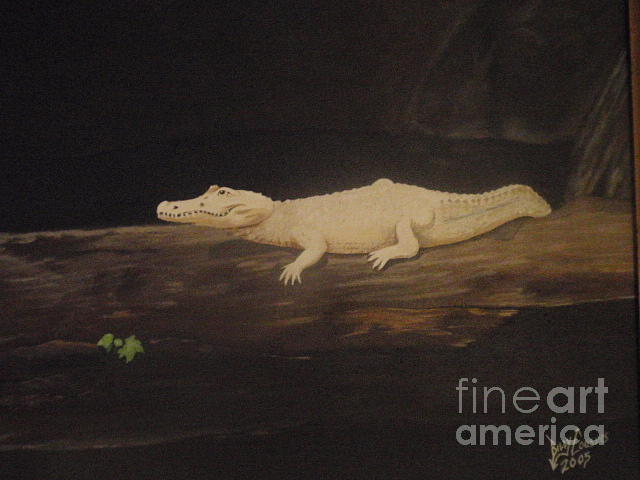 New Orleans Painting - White Alligator 1 by Billy Cousins