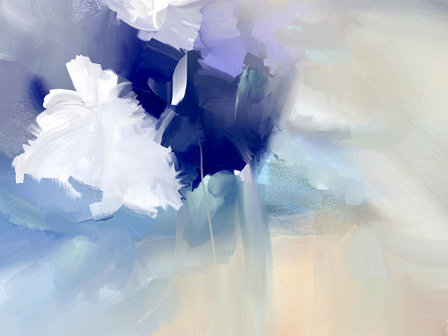 White And Blue Flowers Mixed Media by Davina Nicholas