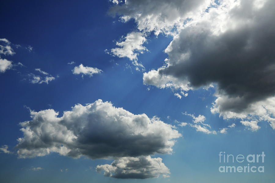 Nature Photograph - White and gray clouds in blue sky by Sami Sarkis