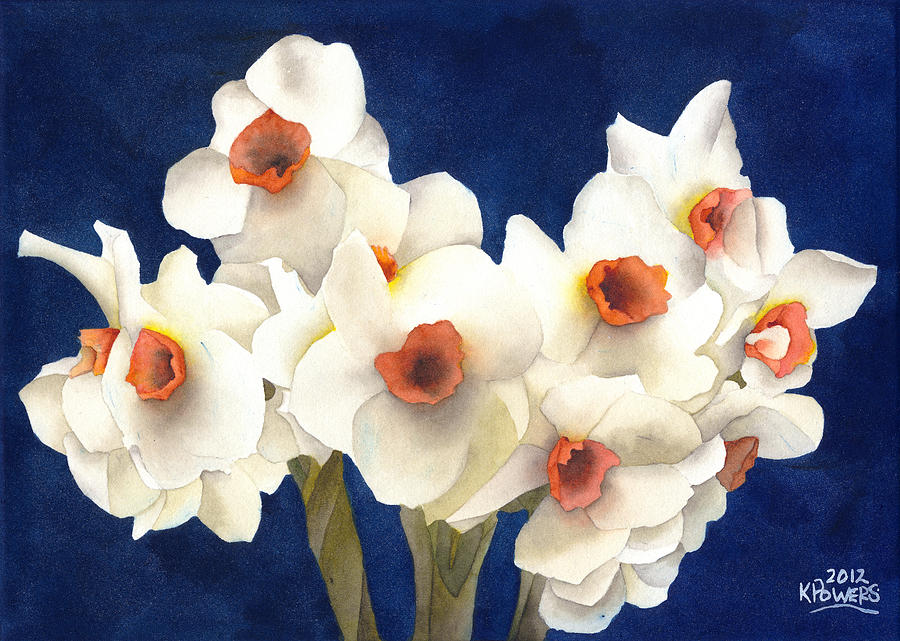 White Bouquet Painting by Ken Powers