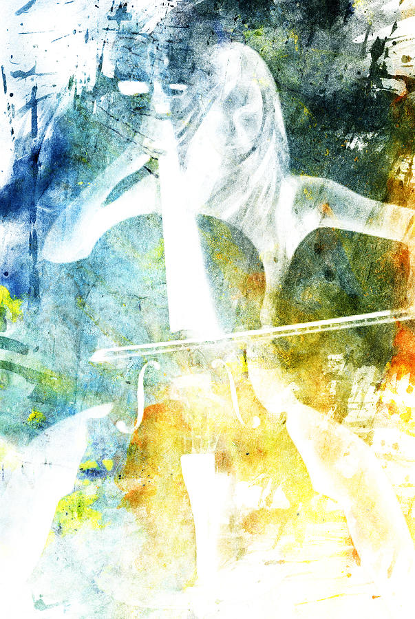 White Cellist Digital Art by Andrea Barbieri