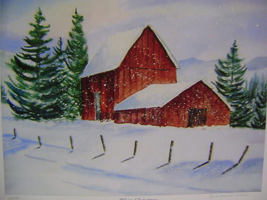 Mountain Painting - White Christmas by Anna Barnwell-Williams