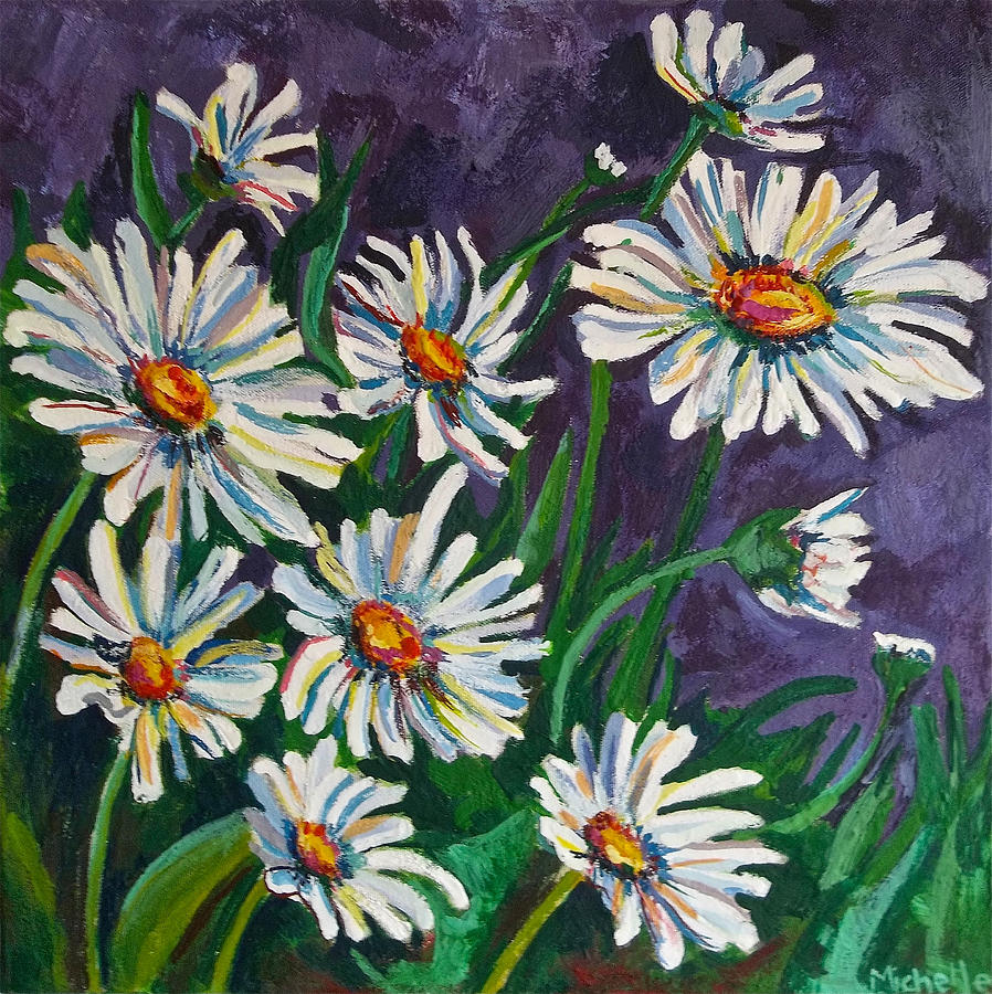 White Daisies Painting by Michelle Grove