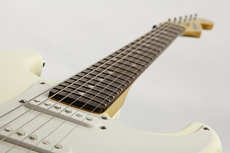 White Electric Guitar on White Photograph by M K Miller