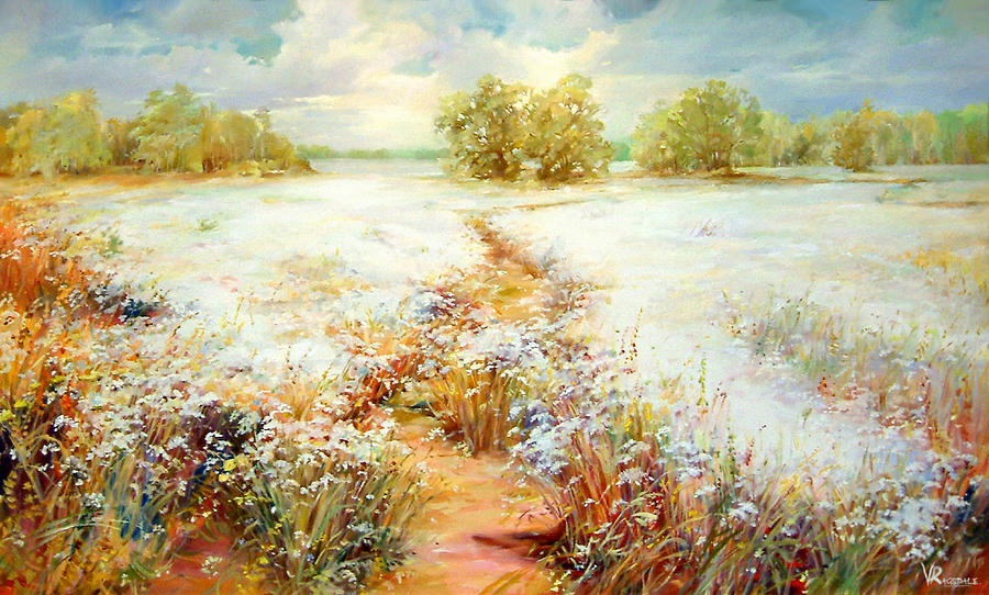 Flower Painting - White Field by Valentina Ragsdale