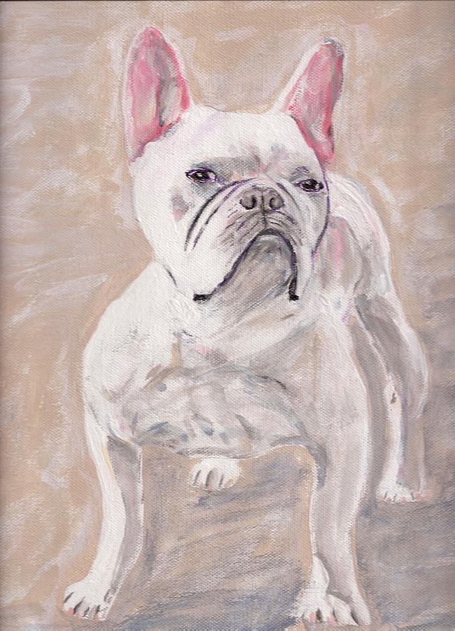French Bulldog Painting - White Frenchie by Arthur Rice