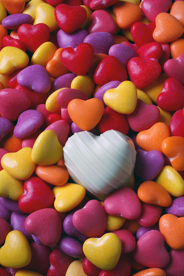 Still Life Photograph - White heart candy by Garry Gay