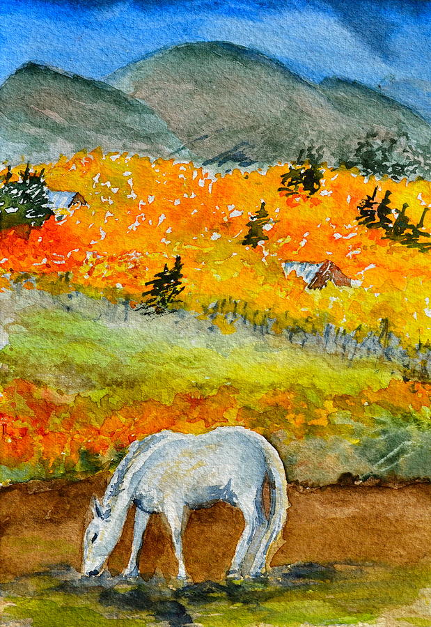 White Horse Painting by Beverley Harper Tinsley