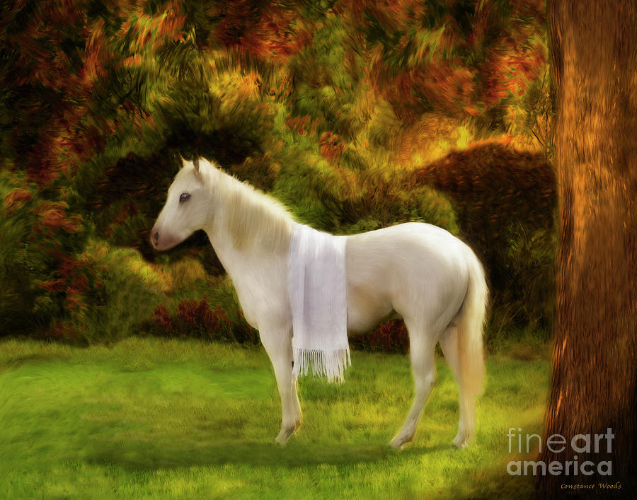 White Horse Golden Hour Painting by Constance Woods