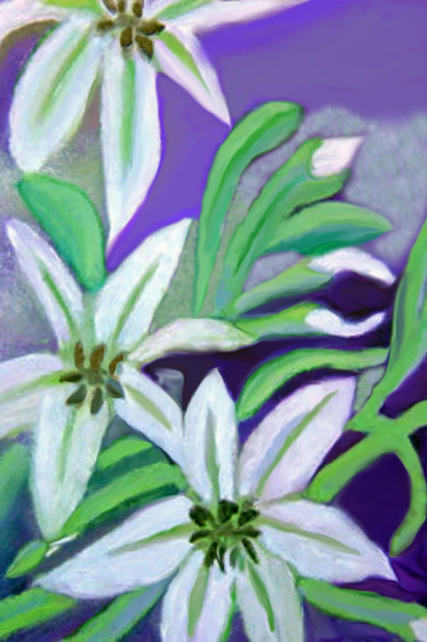 White Lilies Painting by Margaret Harmon