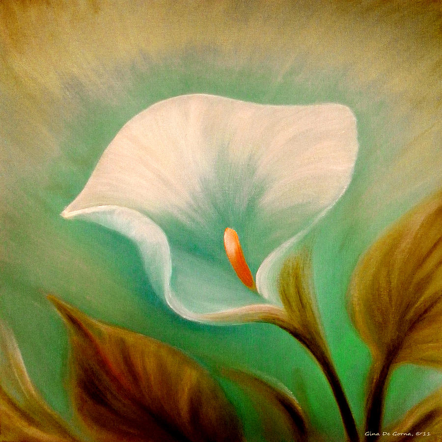 White Lily Painting by Gina De Gorna