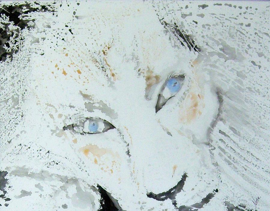 Animal Painting - White Lion by Nancy Nuce