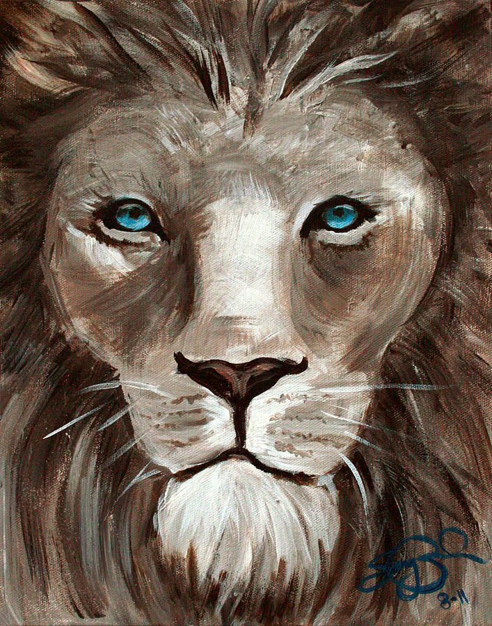 Lion Painting - White Lion by Sonya Gordon