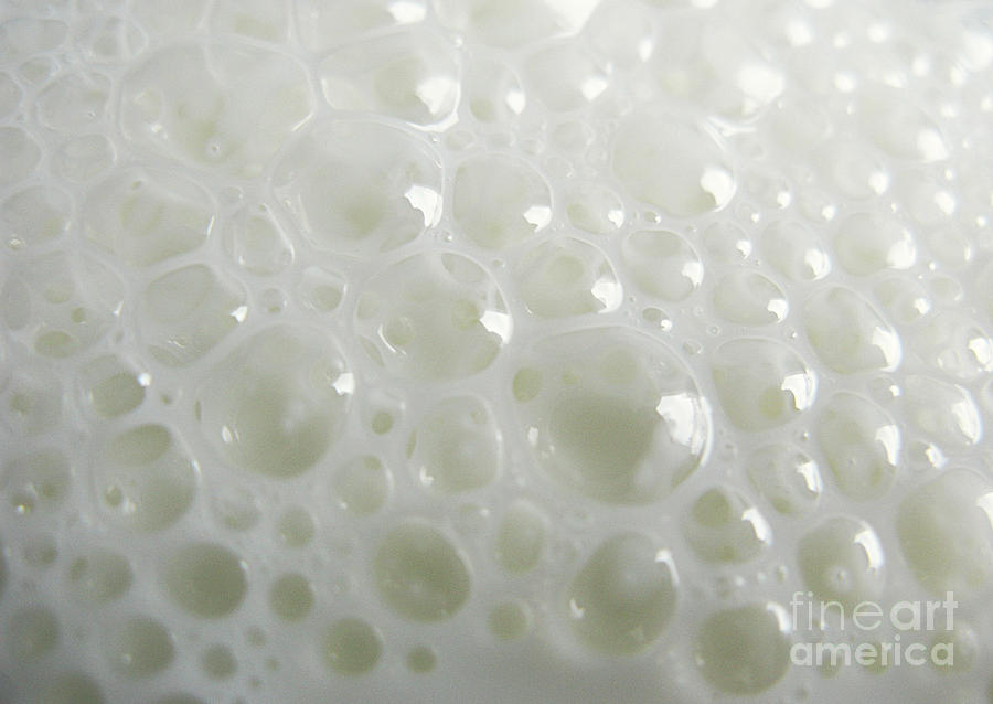 Abstract Photograph - White Milk Bubbles by Ausra Huntington nee Paulauskaite