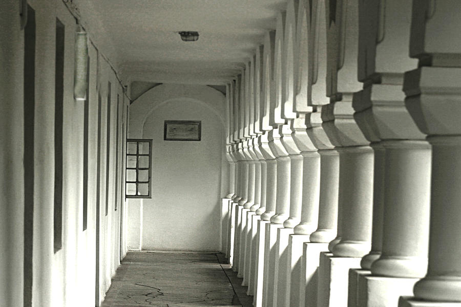 White passage with columns Photograph by Emanuel Tanjala