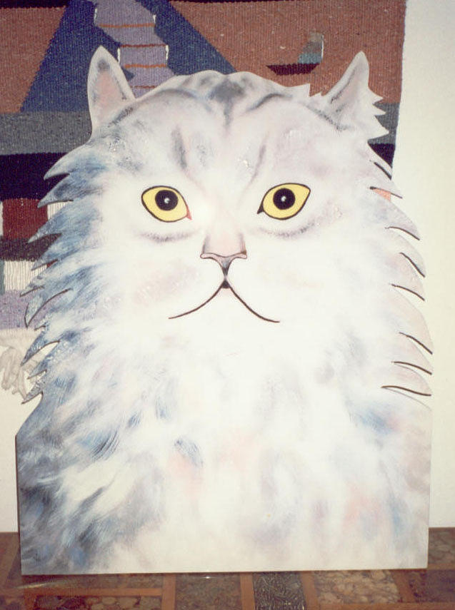 White Persian Cat Mixed Media by Val Oconnor