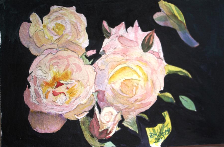 White Roses Painting by Donna Walsh