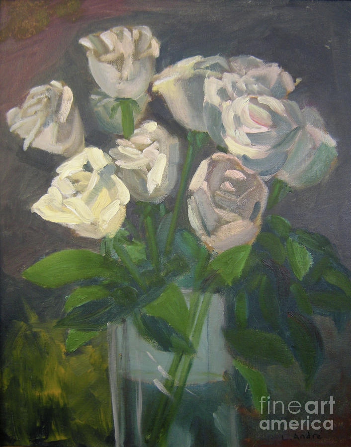 White Roses Painting by Lilibeth Andre