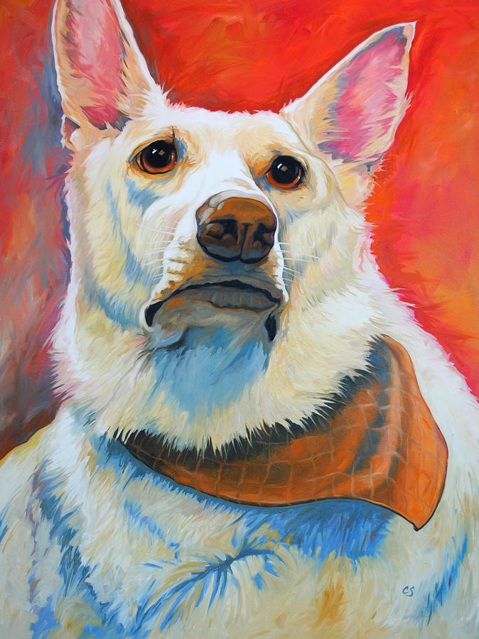 White Painting - White Shepherd by Chris Steinken White Painting - White Shepherd by Chris Steinken