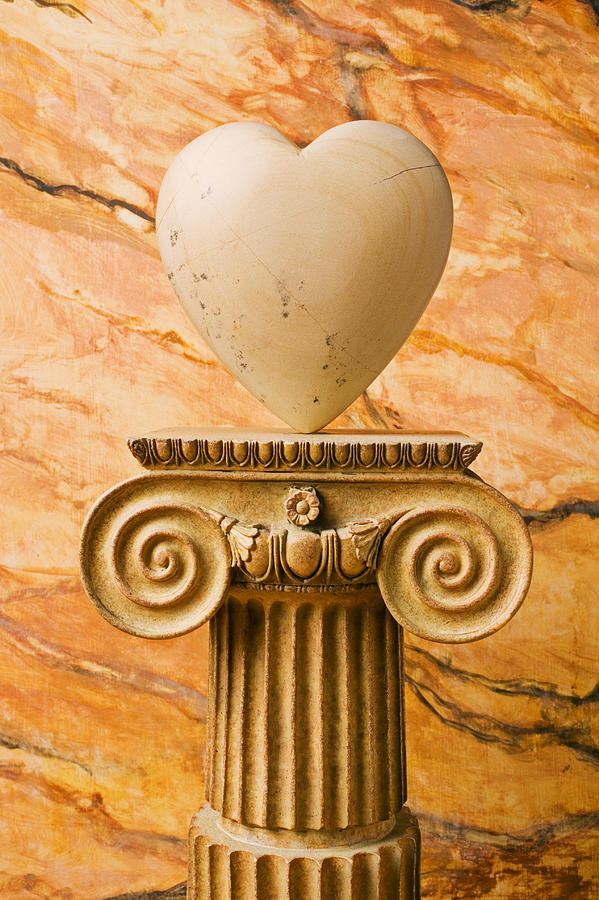 White stone heart on pedestal Photograph by Garry Gay